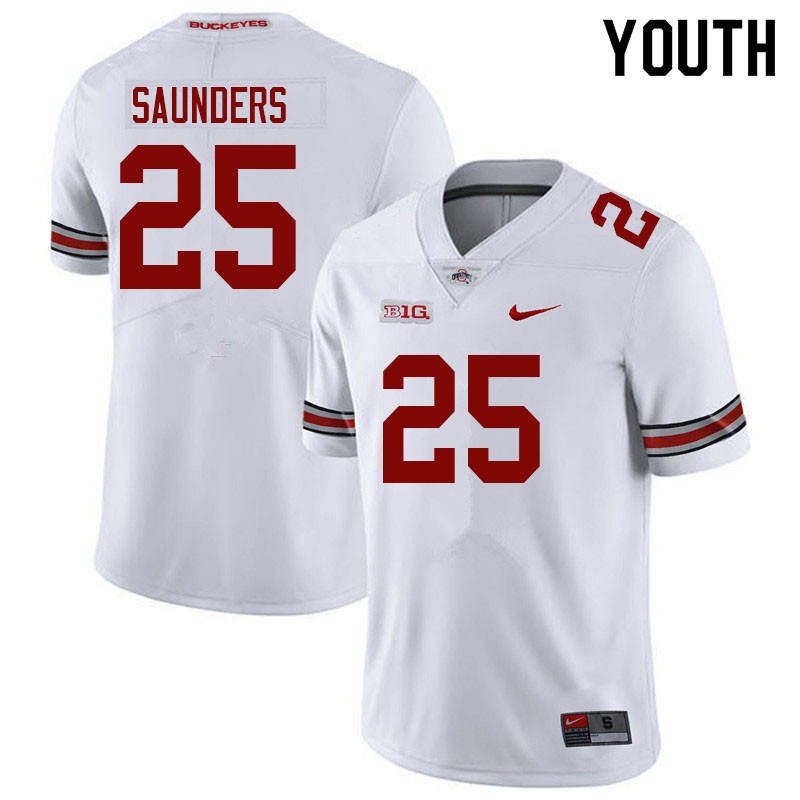 Ohio State Buckeyes Kai Saunders Youth #25 White Authentic Stitched College Football Jersey